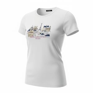 Karl Lagerfeld Paris City Scene Graphic Tee with Embellishments White Size Large